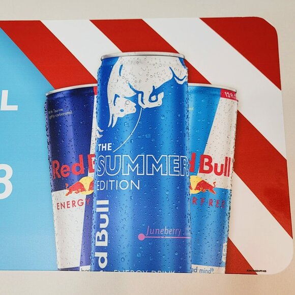 Redbull 12 oz Reg Sugarfree Summer Edition Graphic Large Pump Topper Promo Sign - Picture 4 of 5